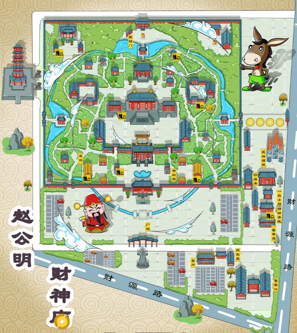 广东寺庙类手绘地图